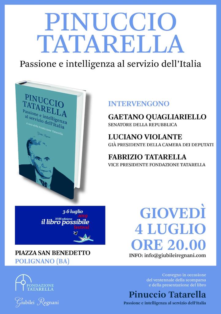 Il presidente Gaetano Quagliariello a Bari per presentare un libro su Pinuccio Tatarella Il presidente Gaetano Quagliariello a Bari per presentare un libro su Pinuccio Tatarella