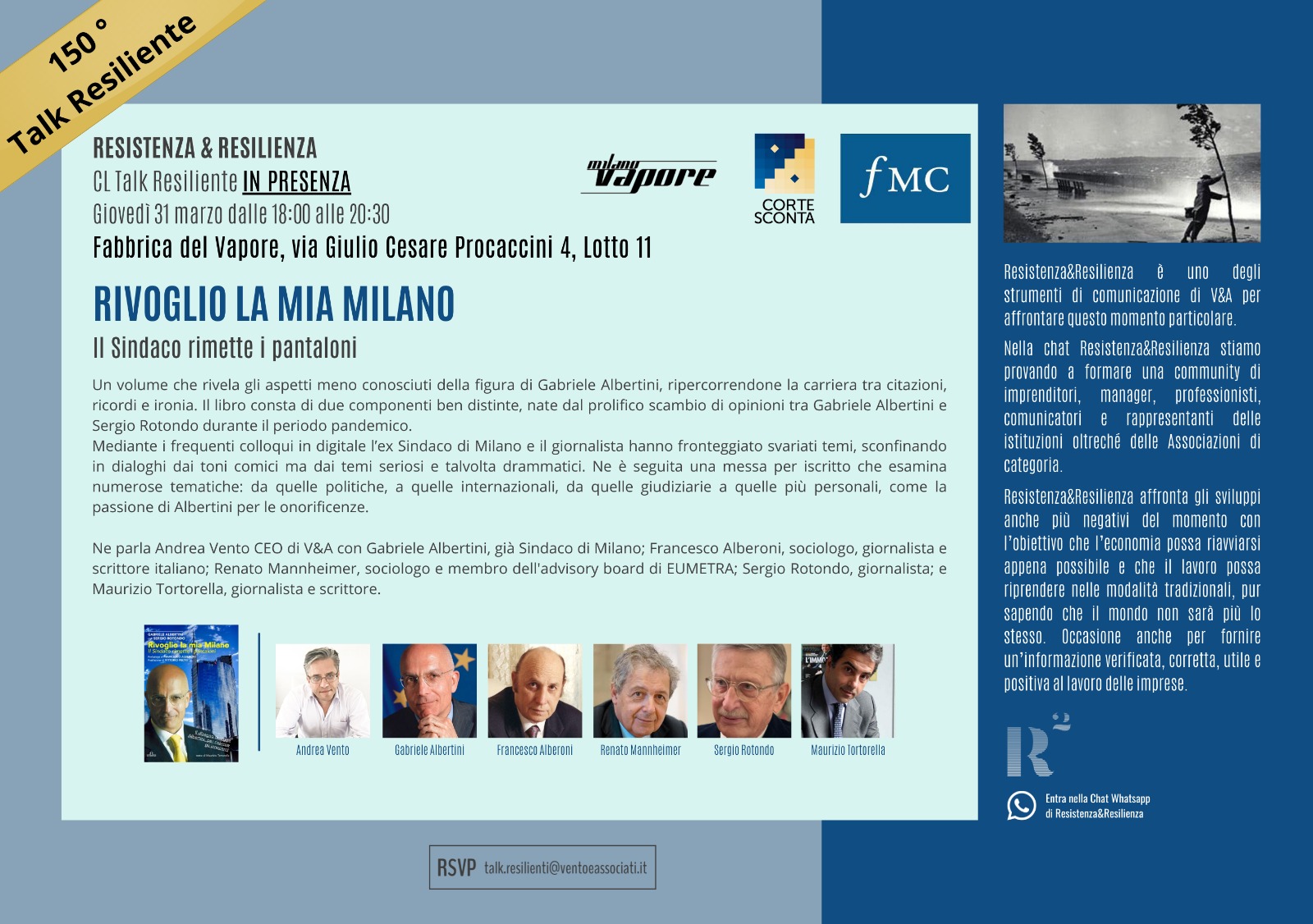 R&R TALK Presentazione del libro “Rivoglio la mia Milano” – Giovedì 31 Marzo Milano R&R TALK Presentazione del libro “Rivoglio la mia Milano” – Giovedì 31 Marzo Milano